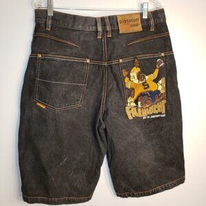 Platinum FUBU Fat Albert Shorts, Sz 34. Denim